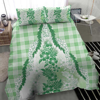 Aloha Hawaii Palaka Bedding Set Green Plumeria Lei - Polynesian Pride