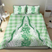 Aloha Hawaii Palaka Bedding Set Green Plumeria Lei - Polynesian Pride