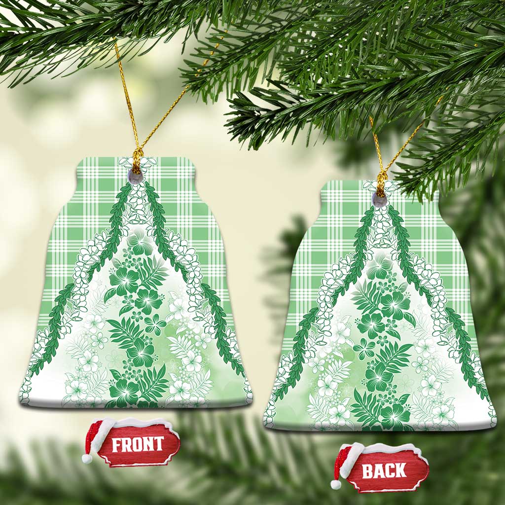 Aloha Hawaii Palaka Ceramic Ornament Green Plumeria Lei - Polynesian Pride