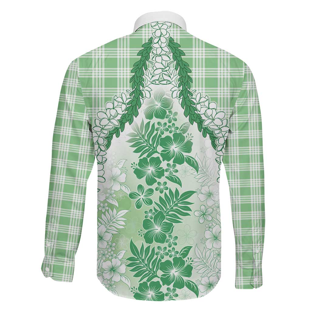 Aloha Hawaii Palaka Family Matching Mermaid Dress and Hawaiian Shirt Green Plumeria Lei - Polynesian Pride