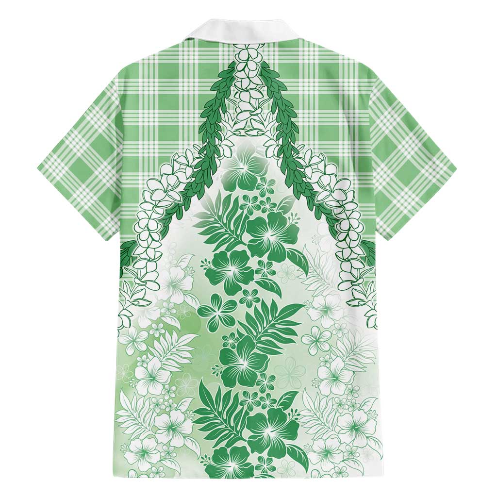 Aloha Hawaii Palaka Family Matching Off Shoulder Maxi Dress and Hawaiian Shirt Green Plumeria Lei - Polynesian Pride