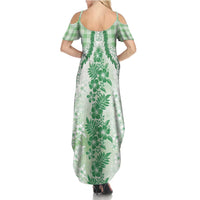Aloha Hawaii Palaka Family Matching Summer Maxi Dress and Hawaiian Shirt Green Plumeria Lei - Polynesian Pride