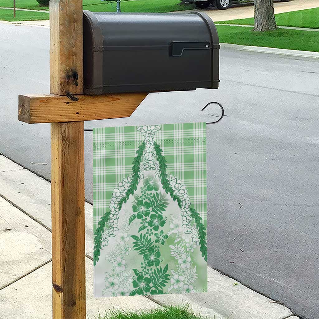 Aloha Hawaii Palaka Garden Flag Green Plumeria Lei - Polynesian Pride