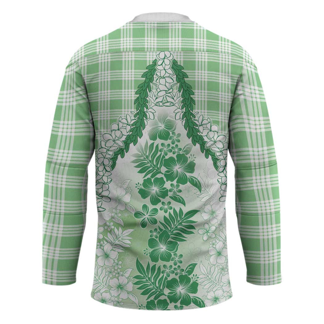Aloha Hawaii Palaka Hockey Jersey Green Plumeria Lei LT05 - Polynesian Pride