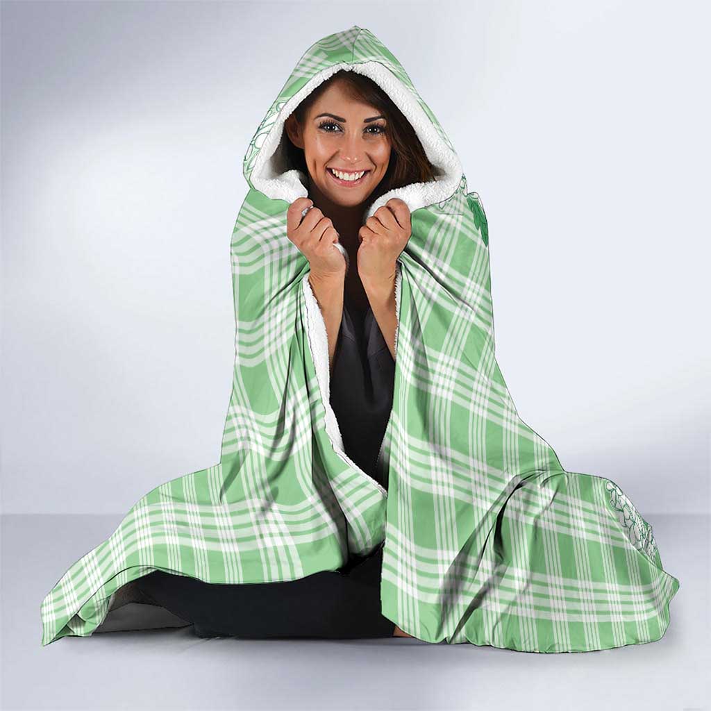 Aloha Hawaii Palaka Hooded Blanket Green Plumeria Lei - Polynesian Pride