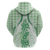 Aloha Hawaii Palaka Hoodie Green Plumeria Lei - Polynesian Pride