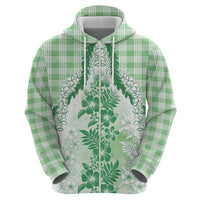 Aloha Hawaii Palaka Hoodie Green Plumeria Lei - Polynesian Pride