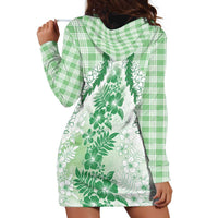 Aloha Hawaii Palaka Hoodie Dress Green Plumeria Lei - Polynesian Pride