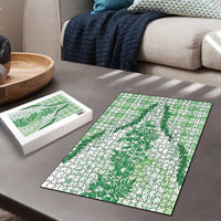 Aloha Hawaii Palaka Puzzle Green Plumeria Lei - Polynesian Pride