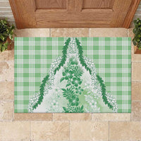 Aloha Hawaii Palaka Rubber Doormat Green Plumeria Lei - Polynesian Pride