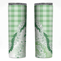 Aloha Hawaii Palaka Skinny Tumbler Green Plumeria Lei - Polynesian Pride