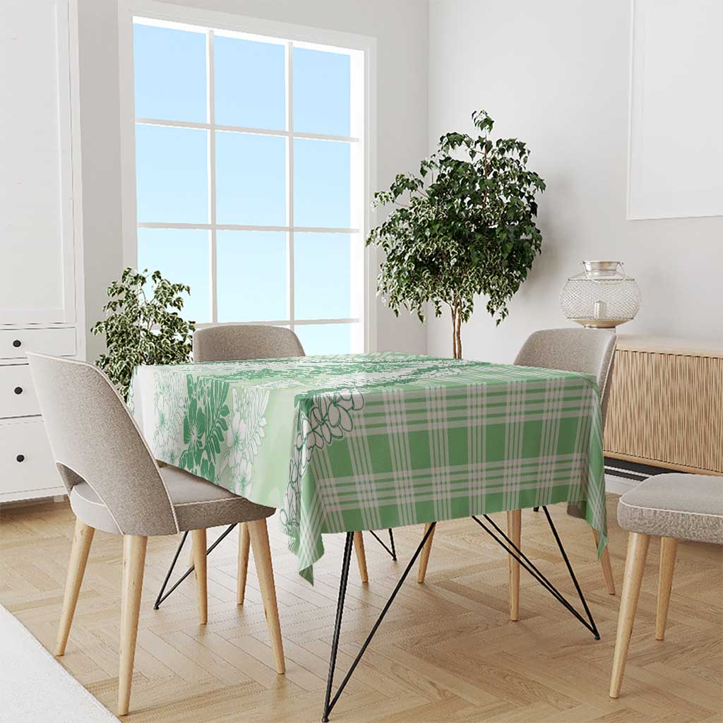 Aloha Hawaii Palaka Tablecloth Green Plumeria Lei - Polynesian Pride