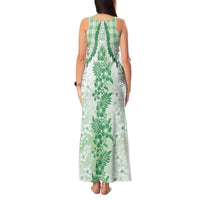 Aloha Hawaii Palaka Tank Maxi Dress Green Plumeria Lei - Polynesian Pride