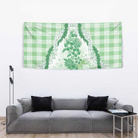 Aloha Hawaii Palaka Tapestry Green Plumeria Lei - Polynesian Pride