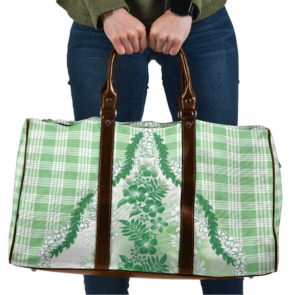 Aloha Hawaii Palaka Travel Bag Green Plumeria Lei LT05 Green - Polynesian Pride
