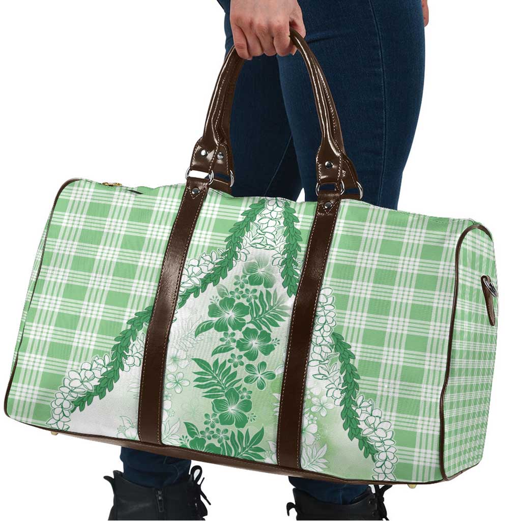 Aloha Hawaii Palaka Travel Bag Green Plumeria Lei LT05 - Polynesian Pride