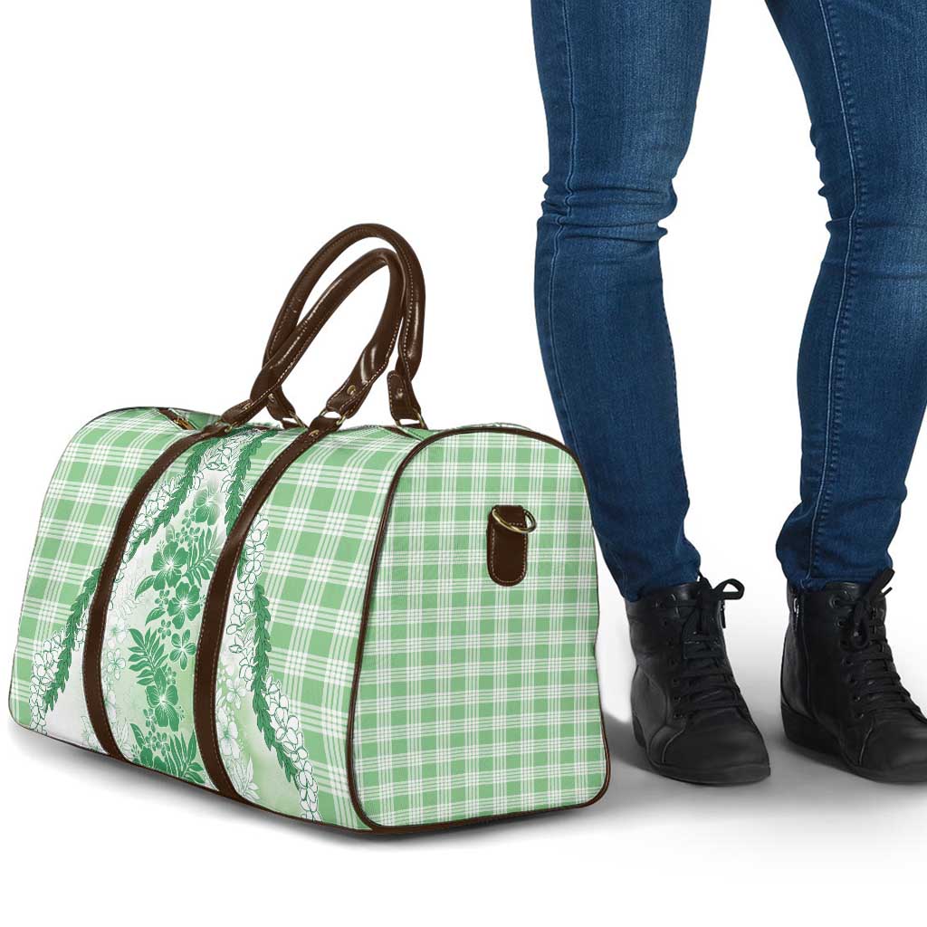 Aloha Hawaii Palaka Travel Bag Green Plumeria Lei LT05 - Polynesian Pride