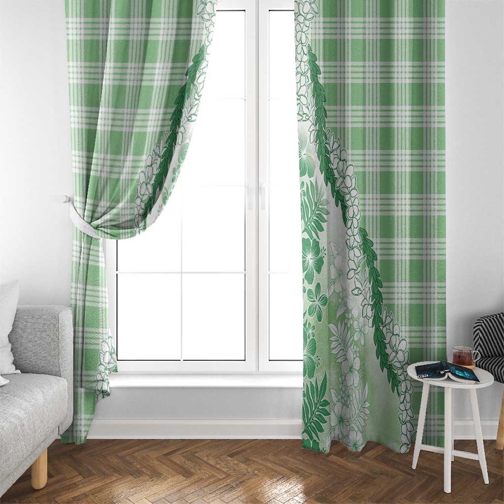 Aloha Hawaii Palaka Window Curtain Green Plumeria Lei - Polynesian Pride