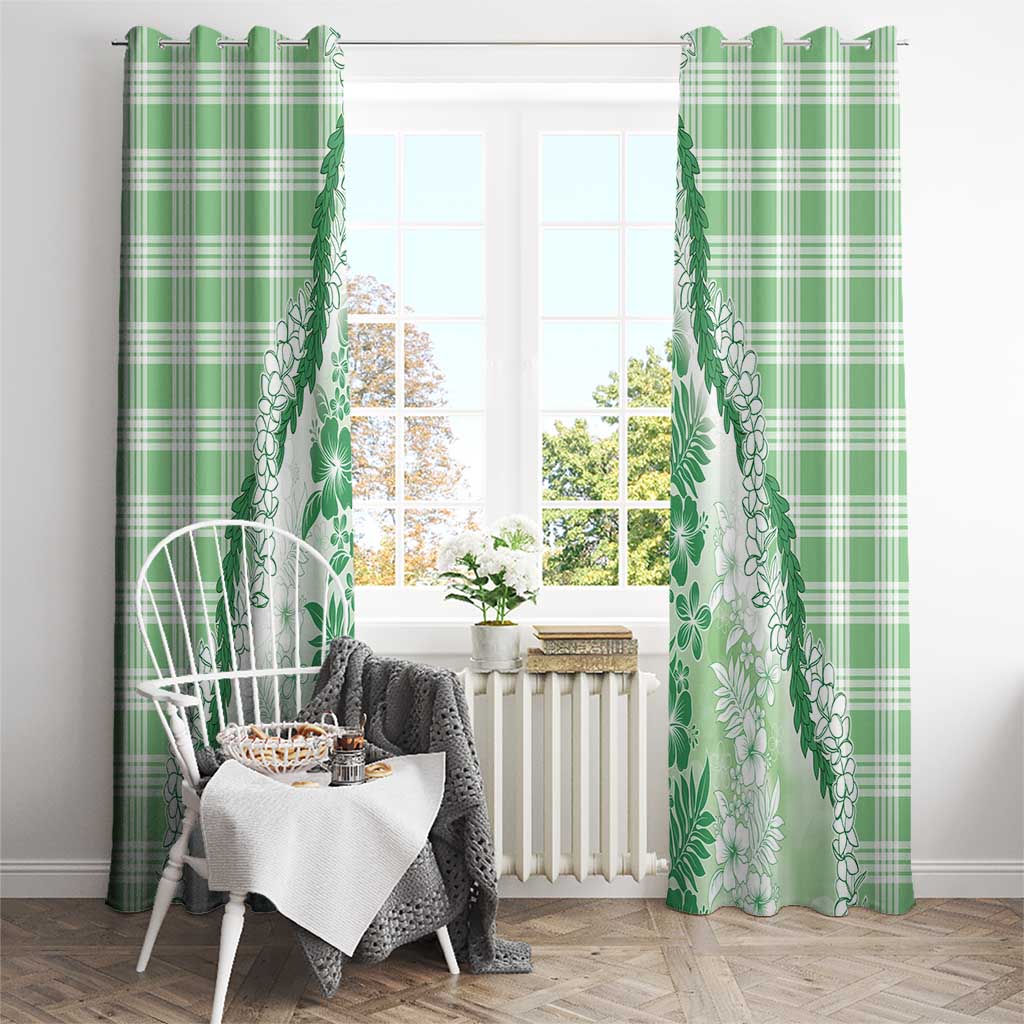 Aloha Hawaii Palaka Window Curtain Green Plumeria Lei - Polynesian Pride