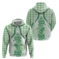 Aloha Hawaii Palaka Zip Hoodie Green Plumeria Lei - Polynesian Pride