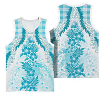 Aloha Hawaii Palaka Basketball Jersey Blue Plumeria Lei - Polynesian Pride