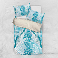 Aloha Hawaii Palaka Bedding Set Blue Plumeria Lei - Polynesian Pride