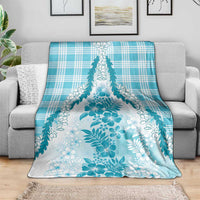 Aloha Hawaii Palaka Blanket Blue Plumeria Lei - Polynesian Pride