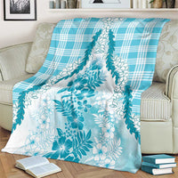 Aloha Hawaii Palaka Blanket Blue Plumeria Lei - Polynesian Pride