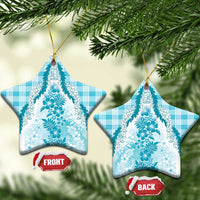 Aloha Hawaii Palaka Ceramic Ornament Blue Plumeria Lei - Polynesian Pride