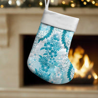 Aloha Hawaii Palaka Christmas Stocking Blue Plumeria Lei - Polynesian Pride