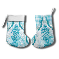 Aloha Hawaii Palaka Christmas Stocking Blue Plumeria Lei - Polynesian Pride