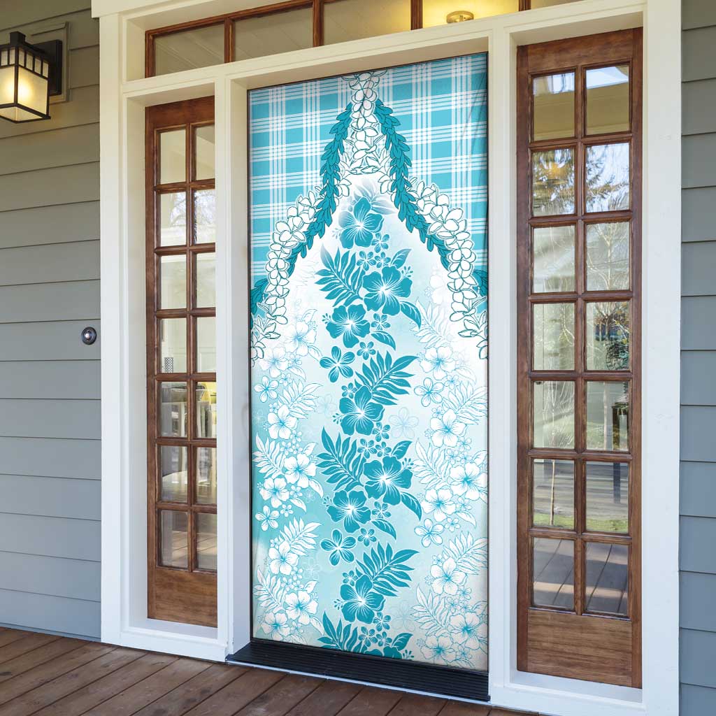 Aloha Hawaii Palaka Door Cover Blue Plumeria Lei - Polynesian Pride