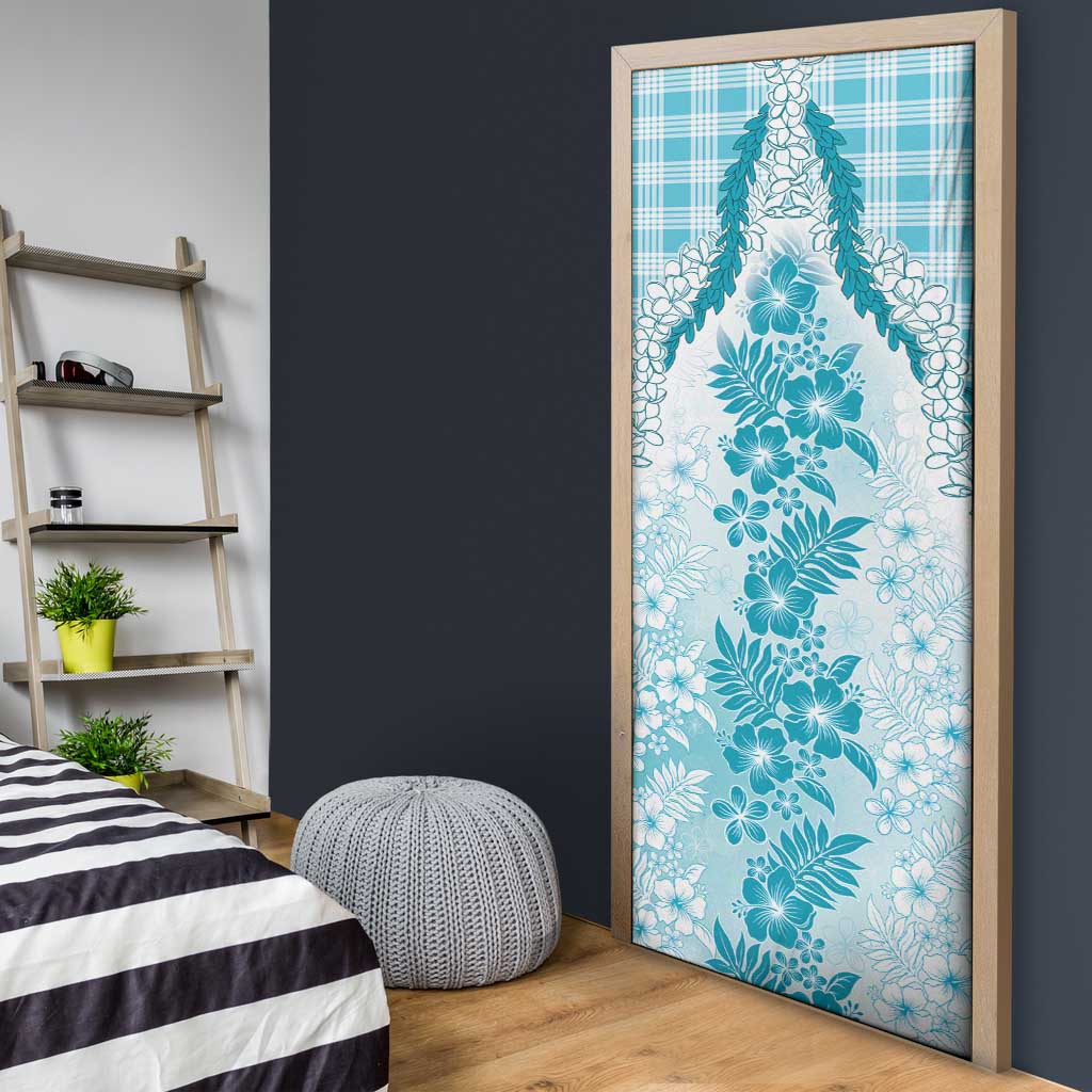 Aloha Hawaii Palaka Door Cover Blue Plumeria Lei - Polynesian Pride