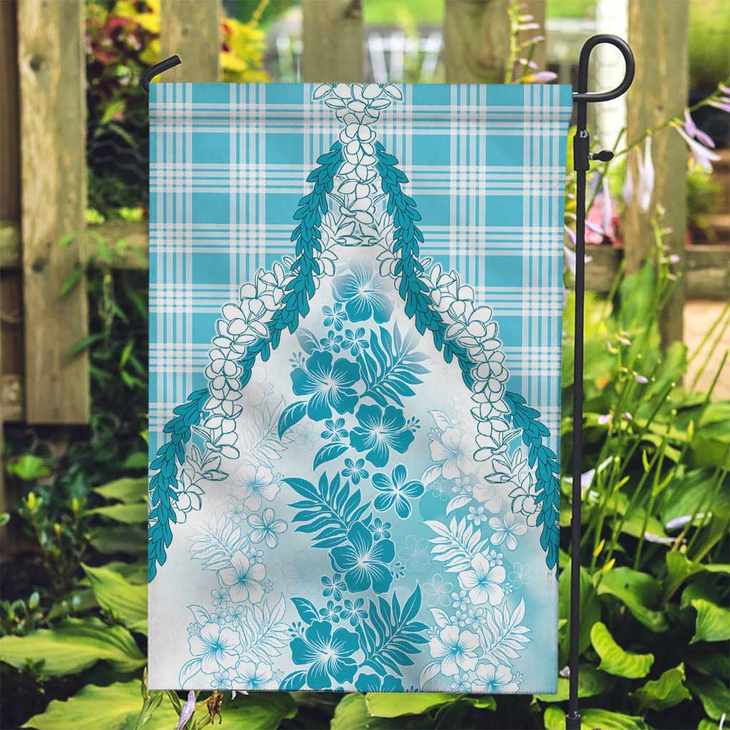 Aloha Hawaii Palaka Garden Flag Blue Plumeria Lei - Polynesian Pride