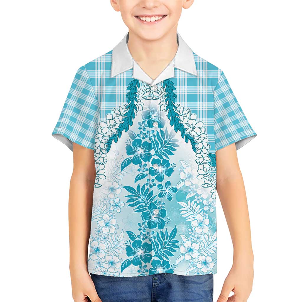 Aloha Hawaii Palaka Hawaiian Shirt Blue Plumeria Lei - Polynesian Pride