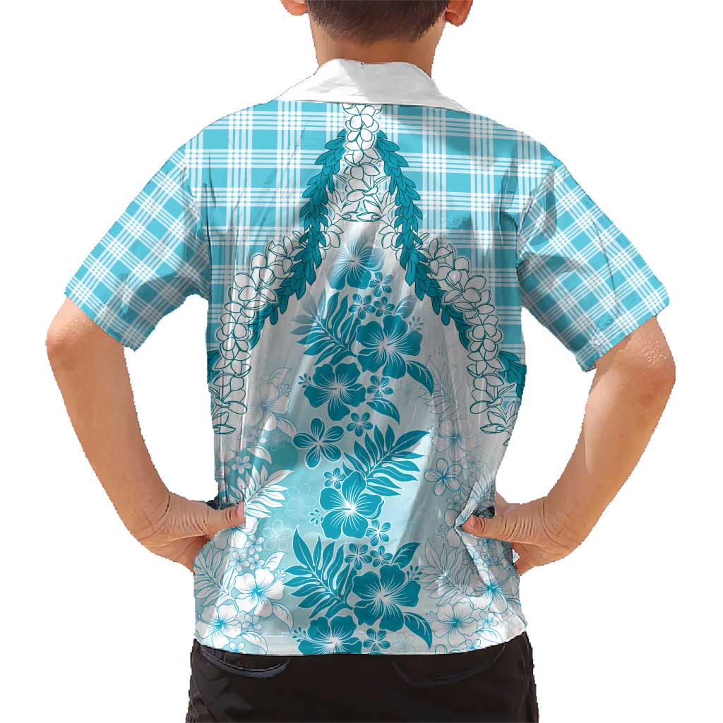 Aloha Hawaii Palaka Hawaiian Shirt Blue Plumeria Lei - Polynesian Pride