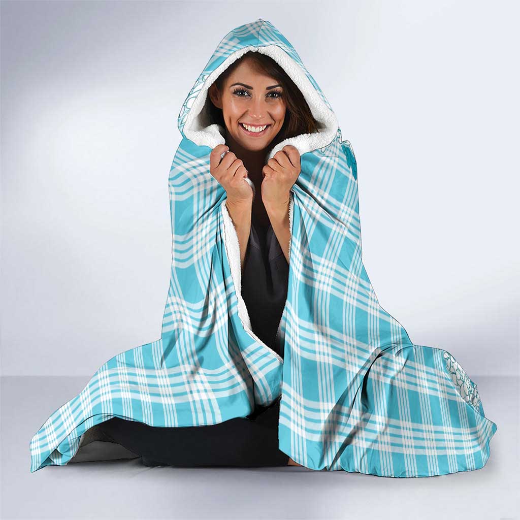 Aloha Hawaii Palaka Hooded Blanket Blue Plumeria Lei - Polynesian Pride