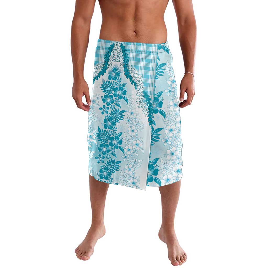 Aloha Hawaii Palaka Lavalava Blue Plumeria Lei - Polynesian Pride