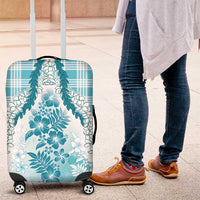 Aloha Hawaii Palaka Luggage Cover Blue Plumeria Lei - Polynesian Pride