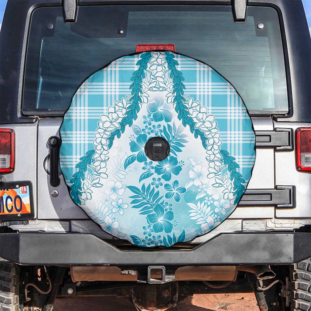 Aloha Hawaii Palaka Spare Tire Cover Blue Plumeria Lei - Polynesian Pride