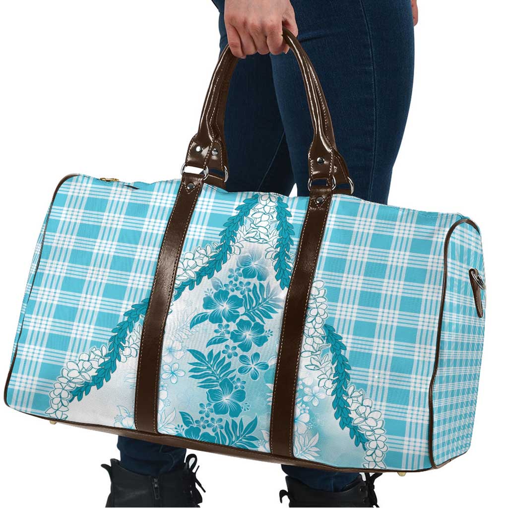 Aloha Hawaii Palaka Travel Bag Blue Plumeria Lei - Polynesian Pride