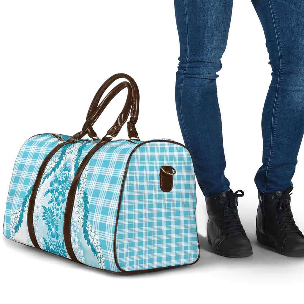Aloha Hawaii Palaka Travel Bag Blue Plumeria Lei - Polynesian Pride