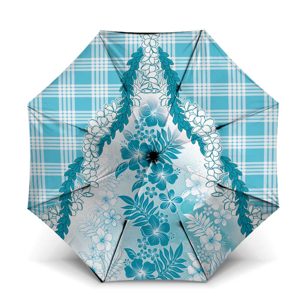 Aloha Hawaii Palaka Umbrella Blue Plumeria Lei - Polynesian Pride