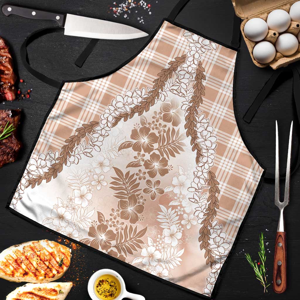 Aloha Hawaii Palaka Apron Beige Plumeria Lei - Polynesian Pride