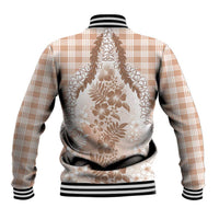 Aloha Hawaii Palaka Baseball Jacket Beige Plumeria Lei - Polynesian Pride