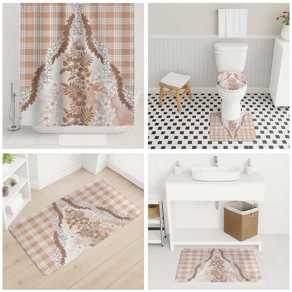 Aloha Hawaii Palaka Bathroom Set Beige Plumeria Lei - Polynesian Pride