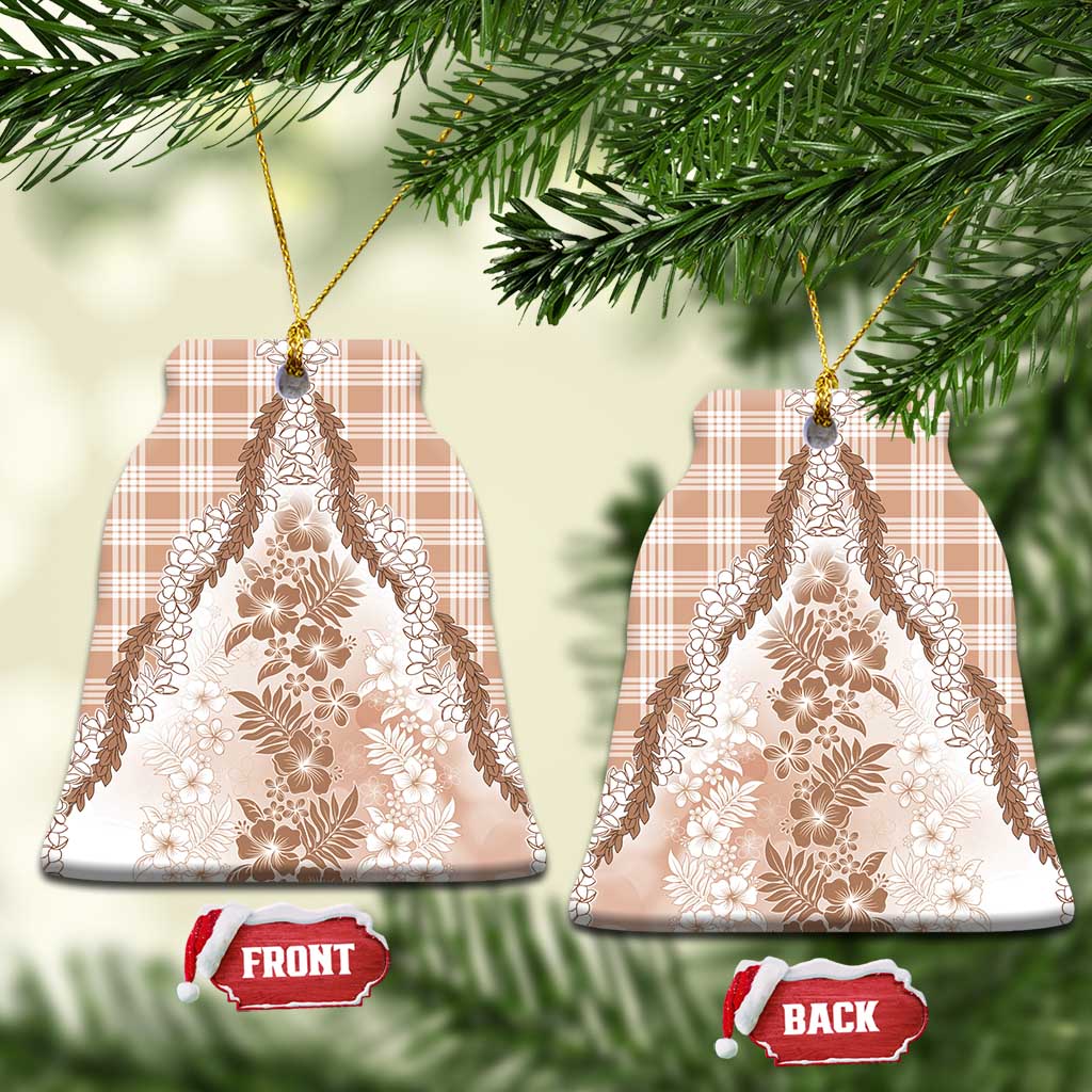 Aloha Hawaii Palaka Ceramic Ornament Beige Plumeria Lei - Polynesian Pride