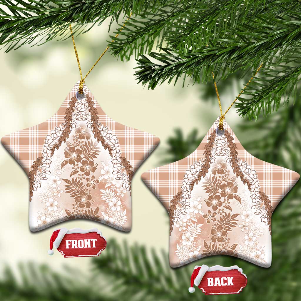 Aloha Hawaii Palaka Ceramic Ornament Beige Plumeria Lei - Polynesian Pride