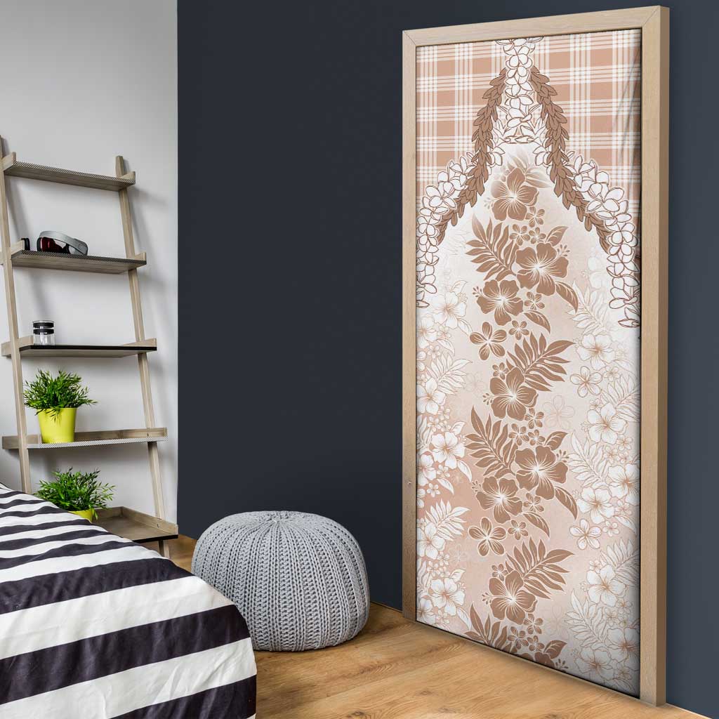 Aloha Hawaii Palaka Door Cover Beige Plumeria Lei - Polynesian Pride