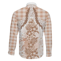 Aloha Hawaii Palaka Family Matching Puletasi and Hawaiian Shirt Beige Plumeria Lei - Polynesian Pride
